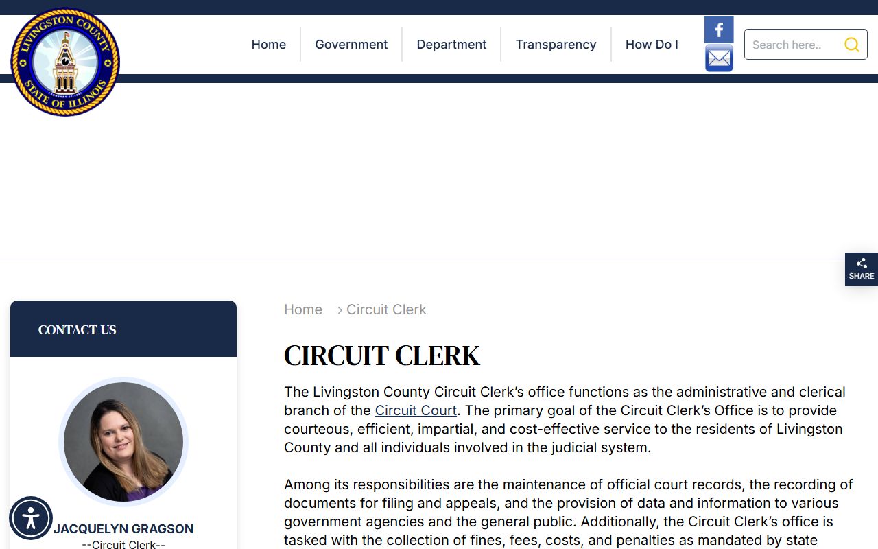 Livingston County Circuit Clerk page explaining court records access after an arrest